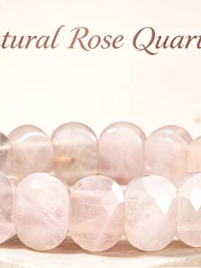 Natural Rose Quartz Beaded Bracelet - Pink New